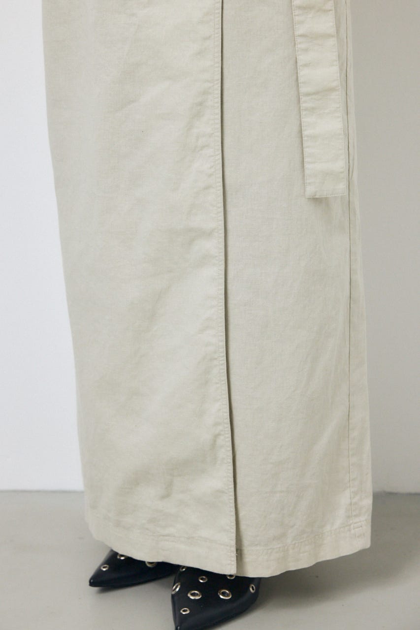 ソフトリネンラップスカート L/BEG S