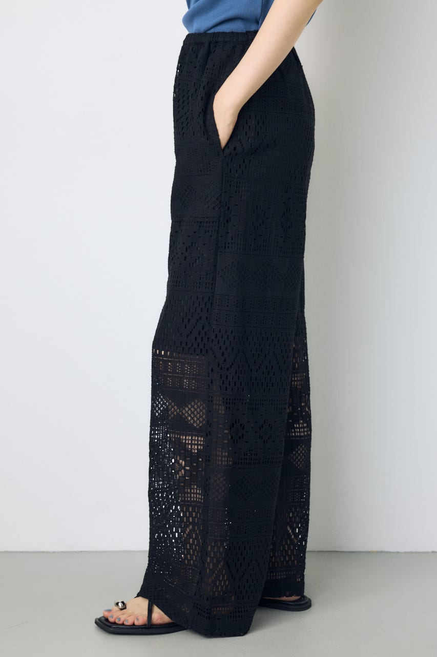 レースワイドパンツ BLK S