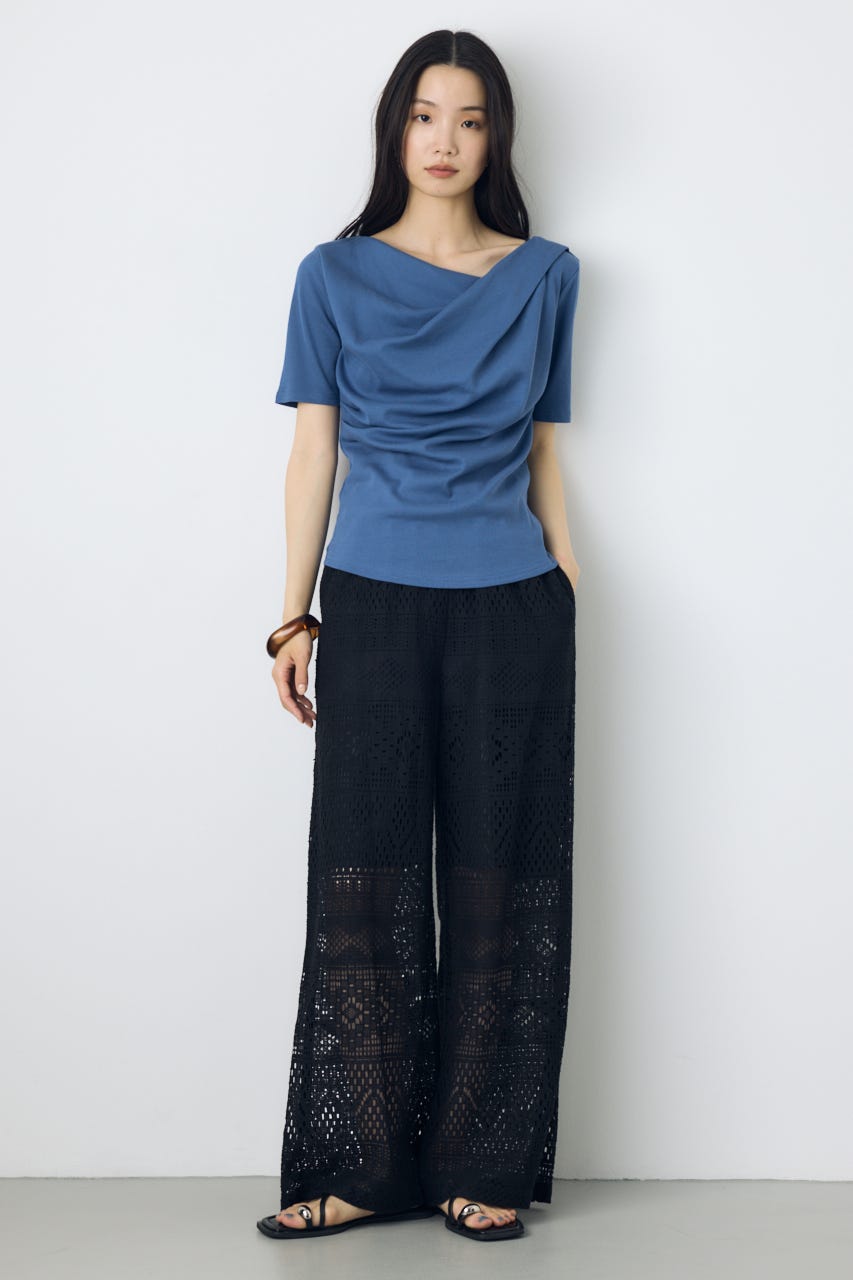 レースワイドパンツ BLK S