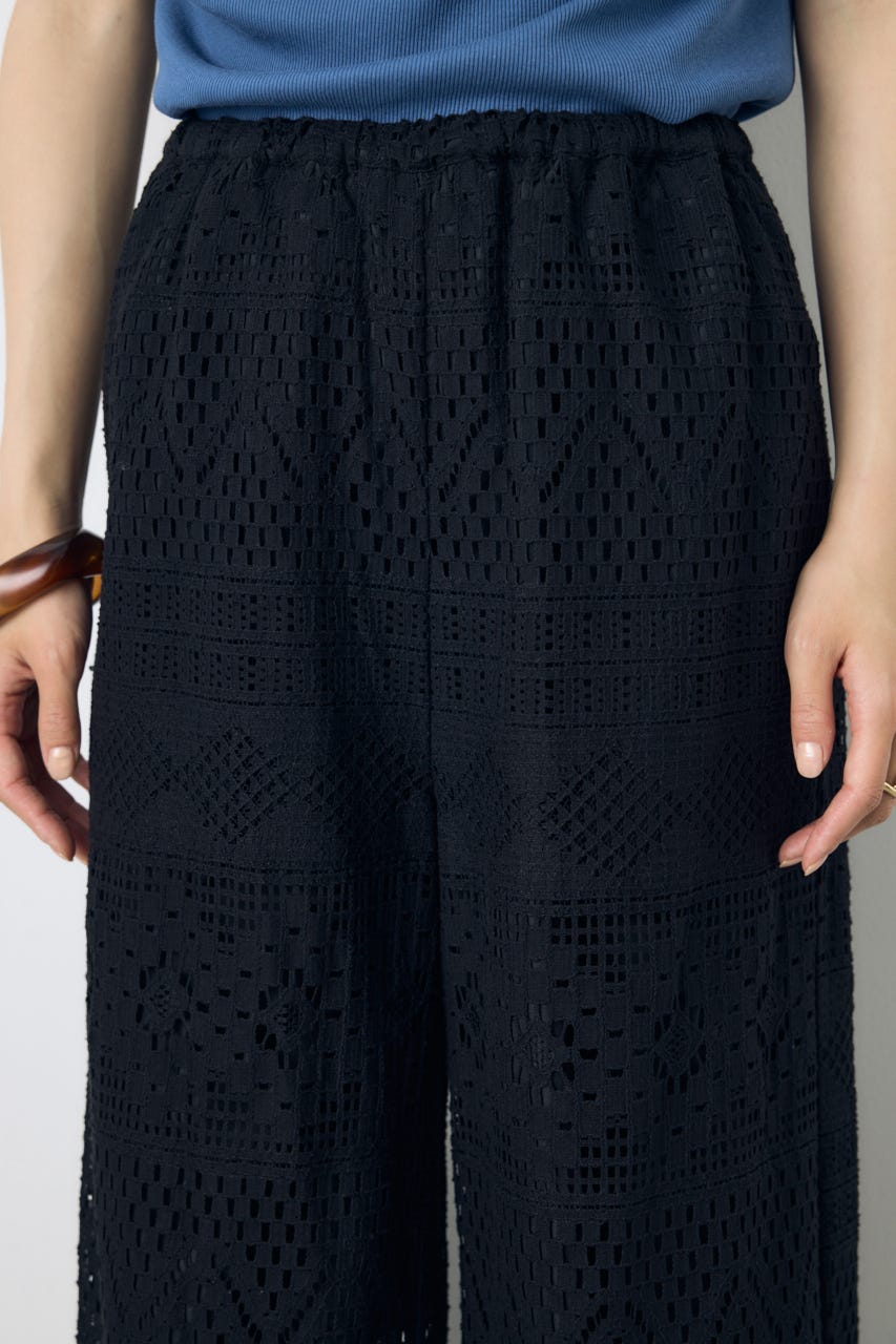 レースワイドパンツ BLK S