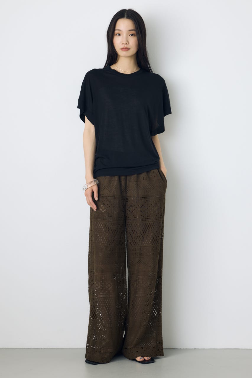 レースワイドパンツ BRN S