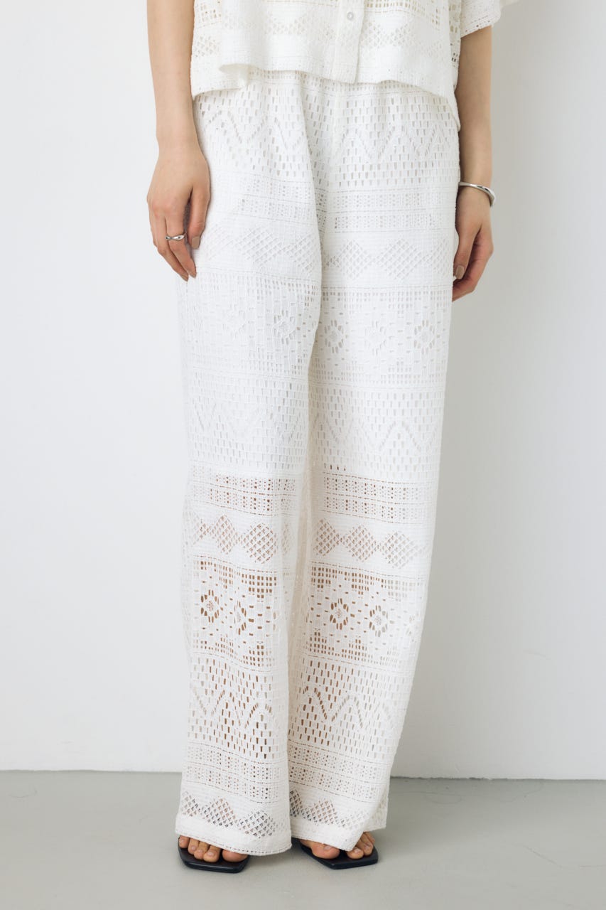 レースワイドパンツ O/WHT S