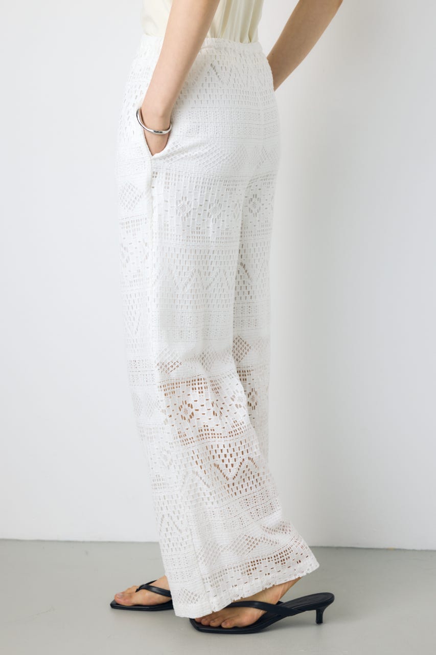 レースワイドパンツ O/WHT S