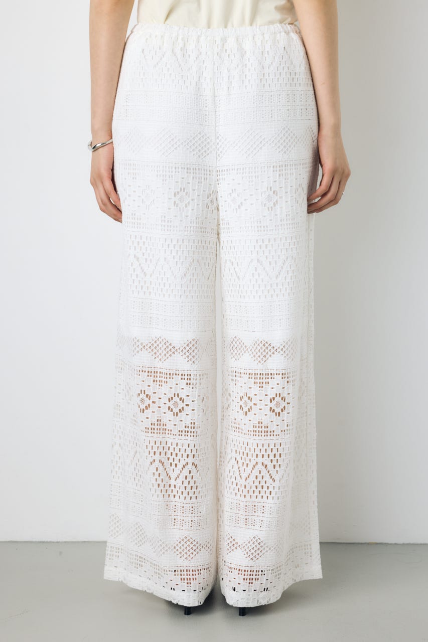 レースワイドパンツ O/WHT S
