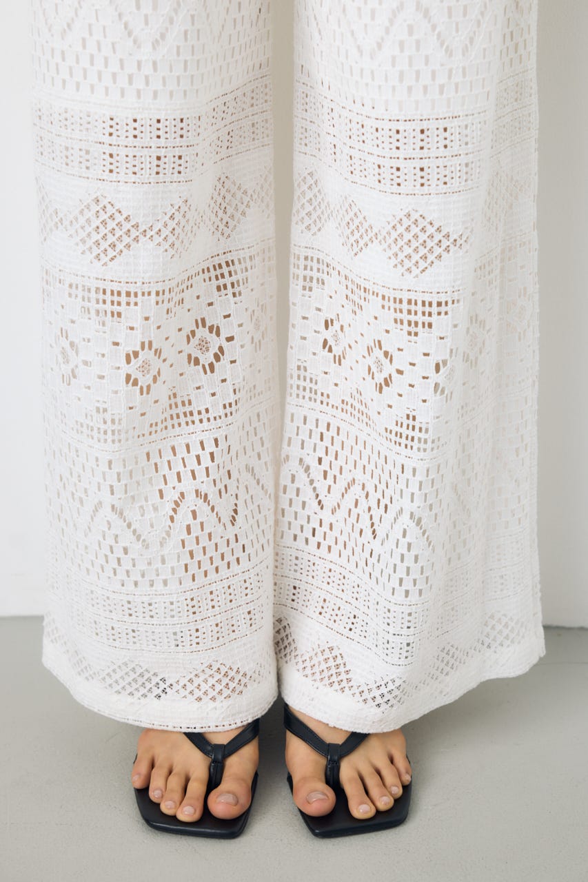 レースワイドパンツ O/WHT S