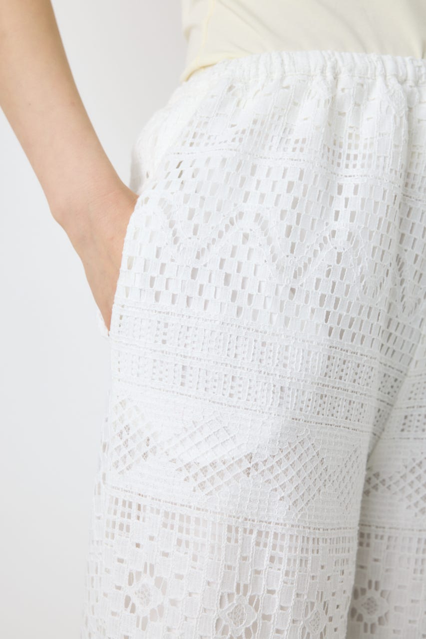 レースワイドパンツ O/WHT S