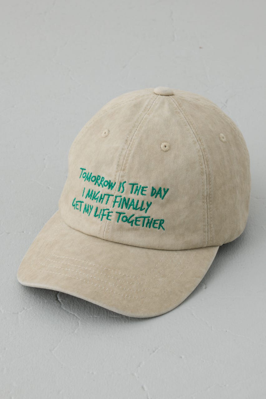 ウォッシュ加工フロントメッセージキャップ BEG FREE