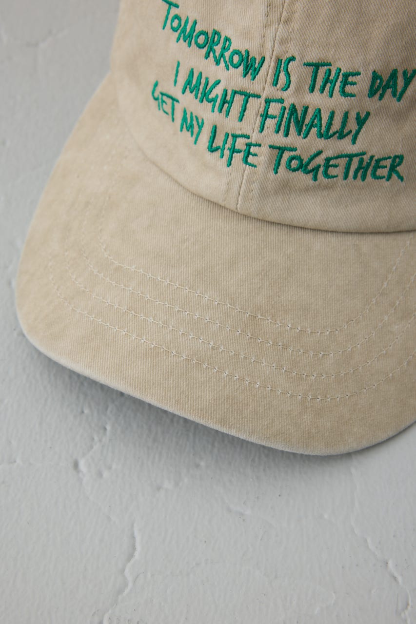 ウォッシュ加工フロントメッセージキャップ BEG FREE