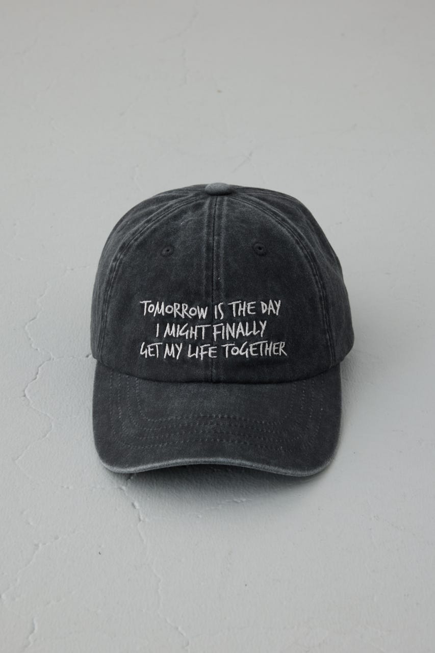 ウォッシュ加工フロントメッセージキャップ BLK FREE