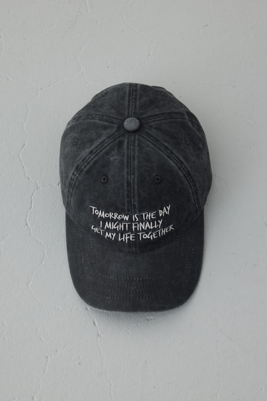 ウォッシュ加工フロントメッセージキャップ BLK FREE