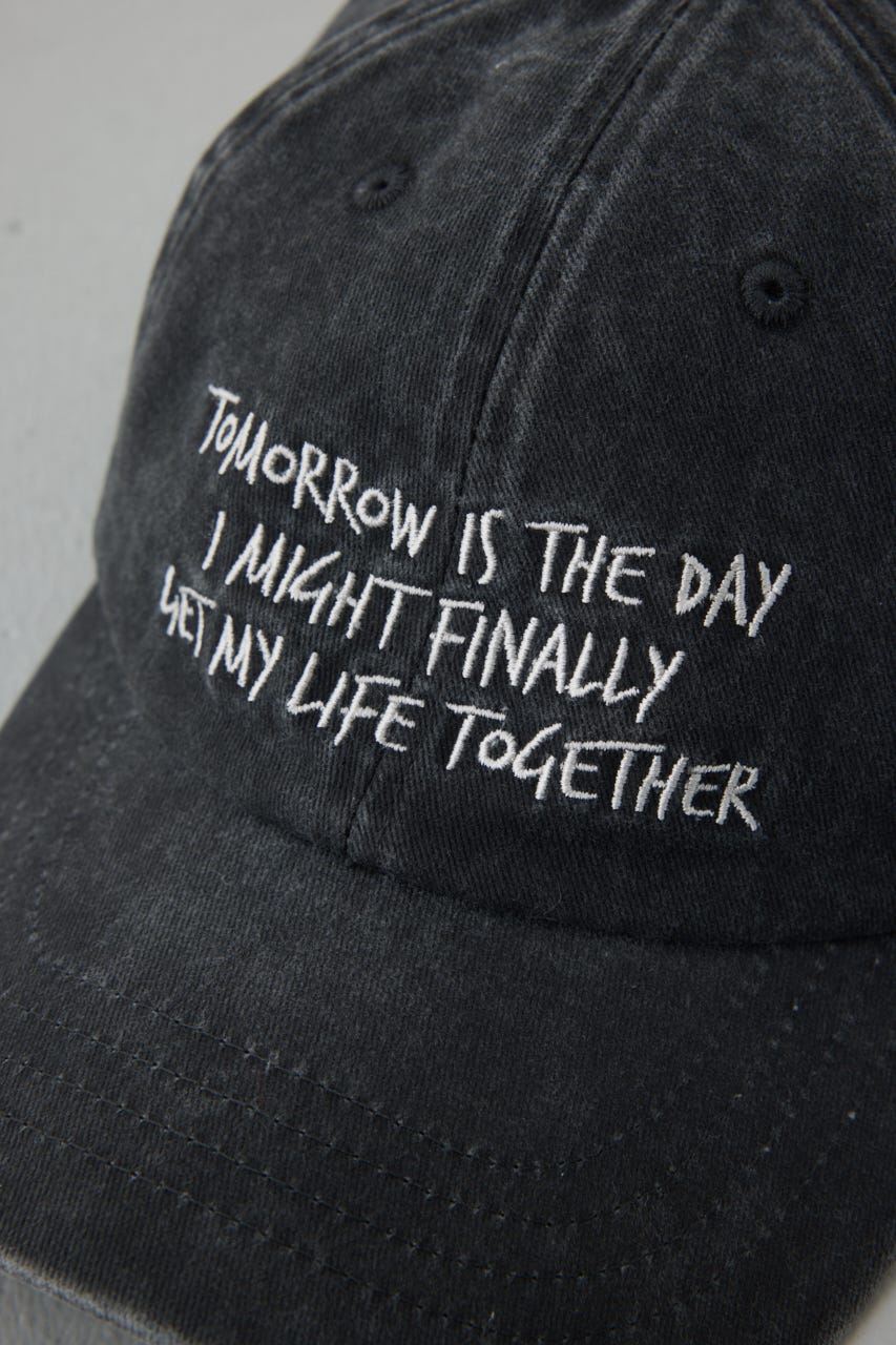 ウォッシュ加工フロントメッセージキャップ BLK FREE