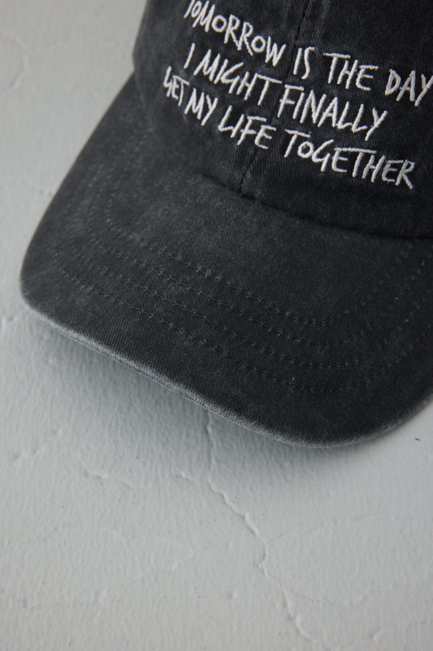 ウォッシュ加工フロントメッセージキャップ BLK FREE
