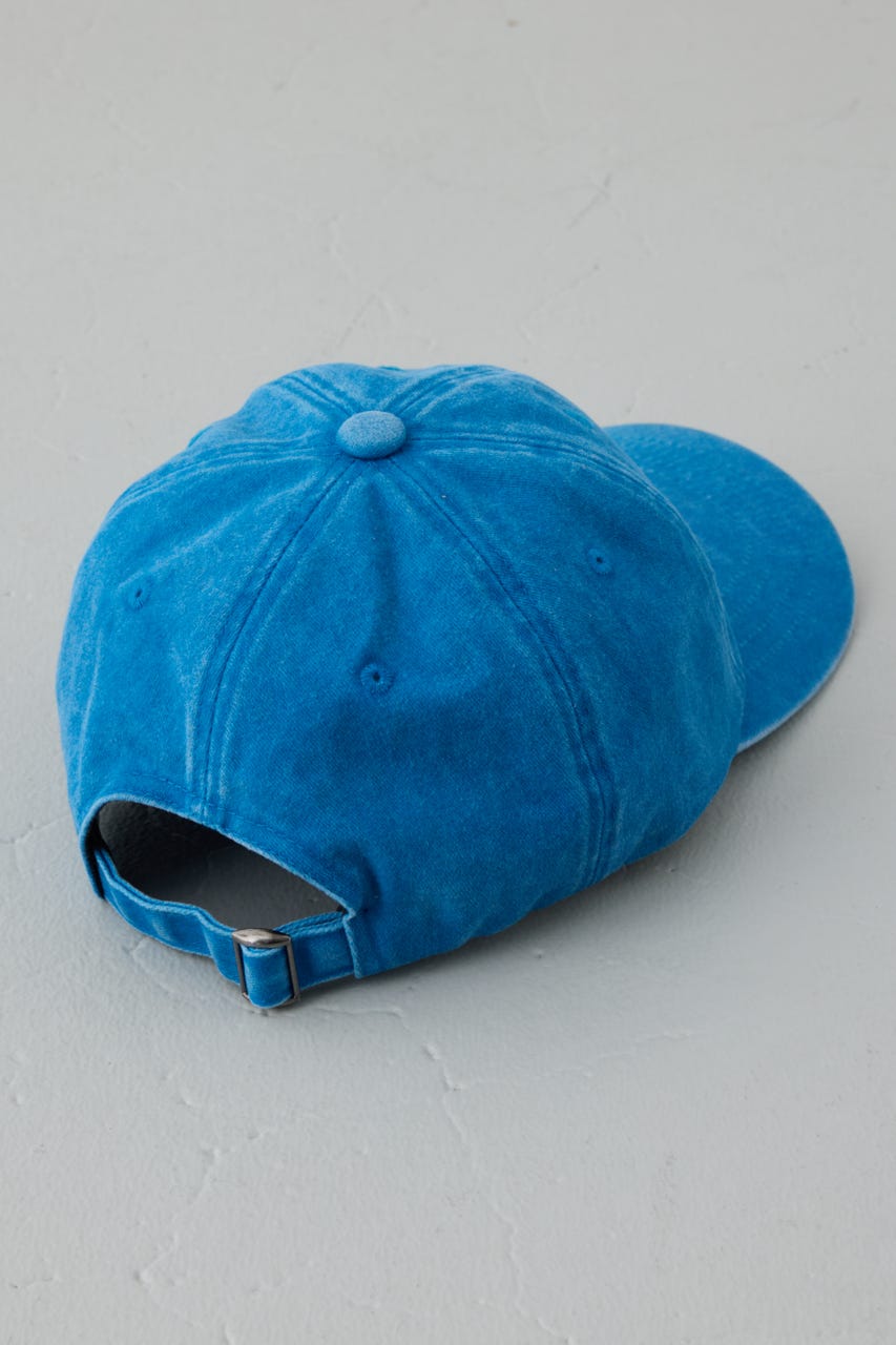 ウォッシュ加工フロントメッセージキャップ BLU FREE