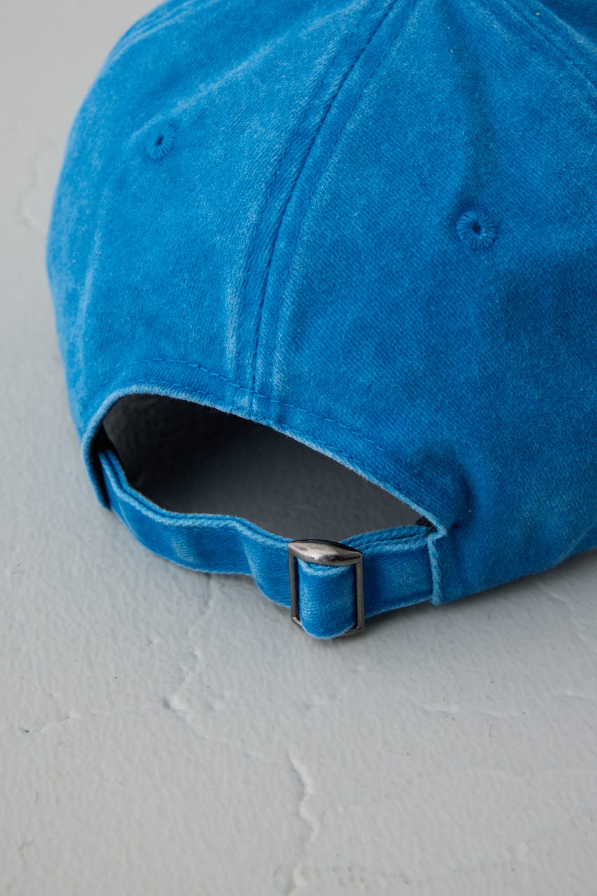 ウォッシュ加工フロントメッセージキャップ BLU FREE
