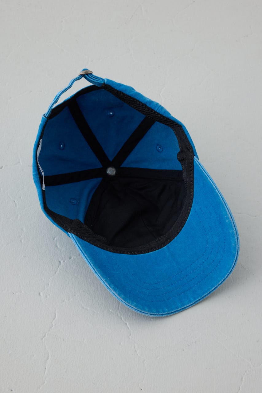 ウォッシュ加工フロントメッセージキャップ BLU FREE