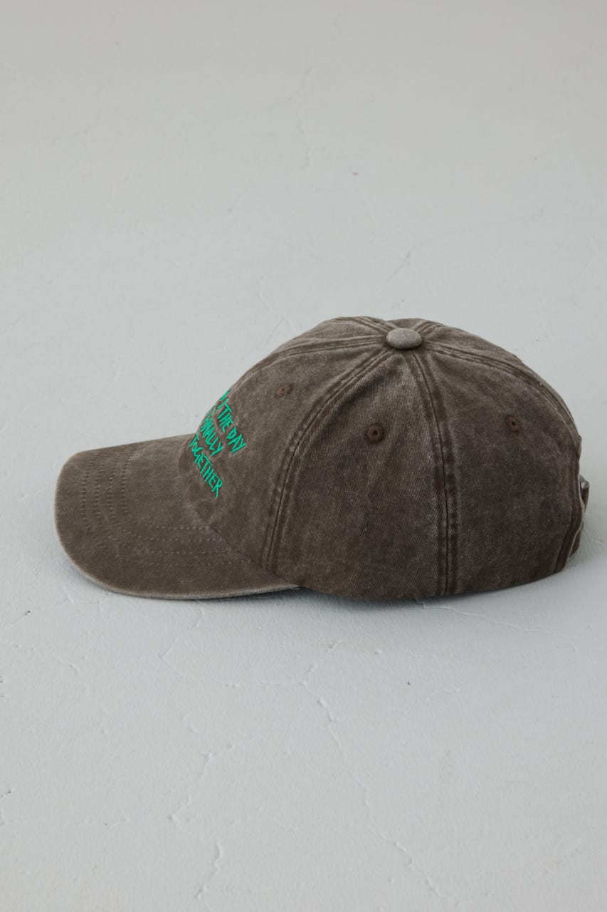 ウォッシュ加工フロントメッセージキャップ BRN FREE