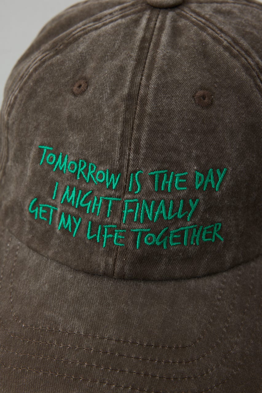 ウォッシュ加工フロントメッセージキャップ BRN FREE