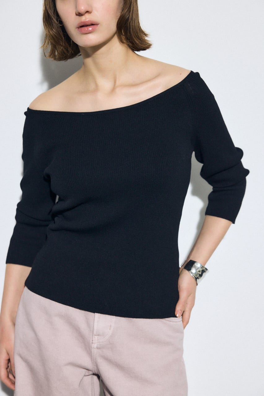 オフショルニットトップス BLK S