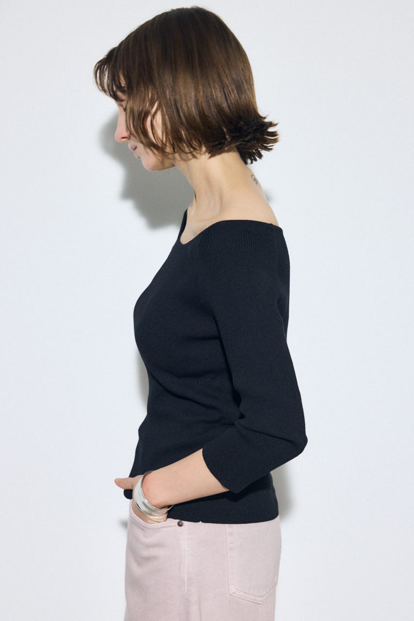 オフショルニットトップス BLK S