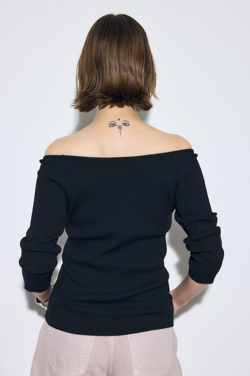 オフショルニットトップス BLK S