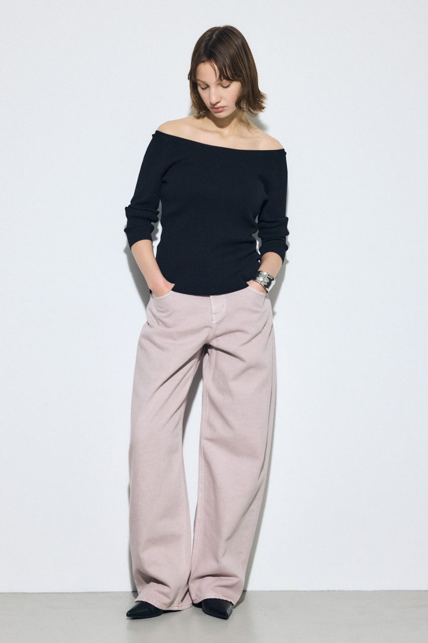 オフショルニットトップス BLK S