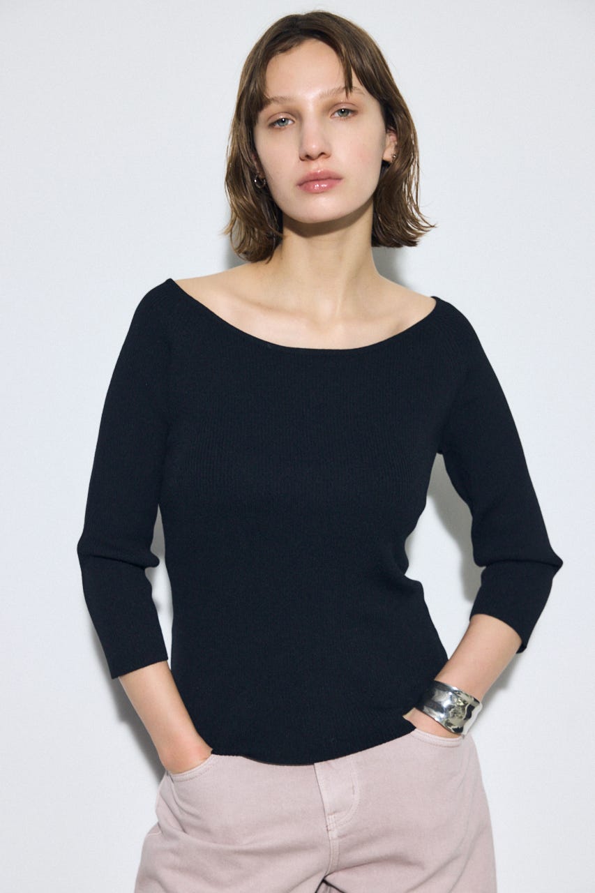 オフショルニットトップス BLK S