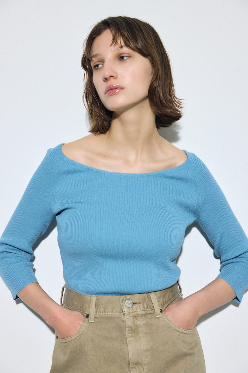 オフショルニットトップス BLU M