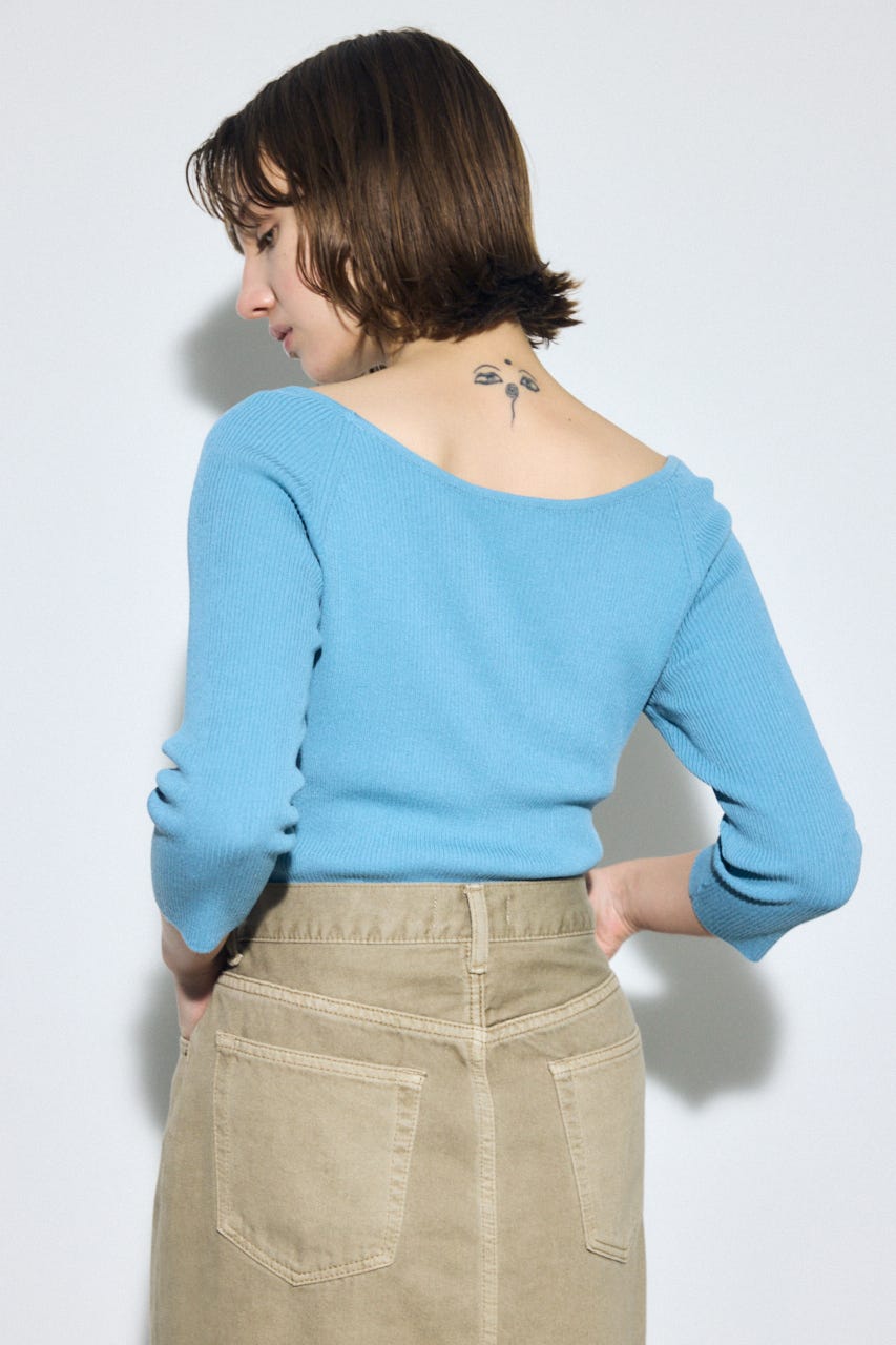 オフショルニットトップス BLU M