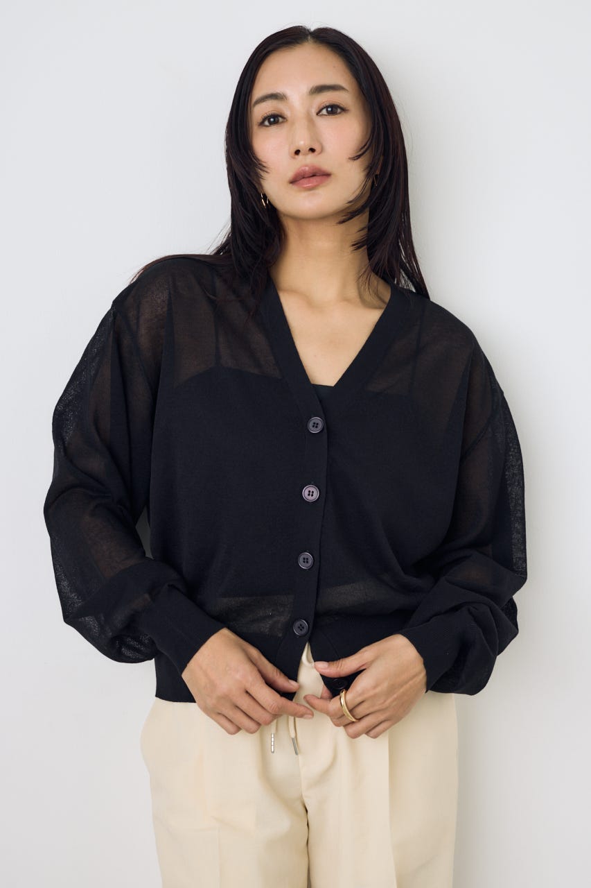 シアーニットカーディガン BLK M