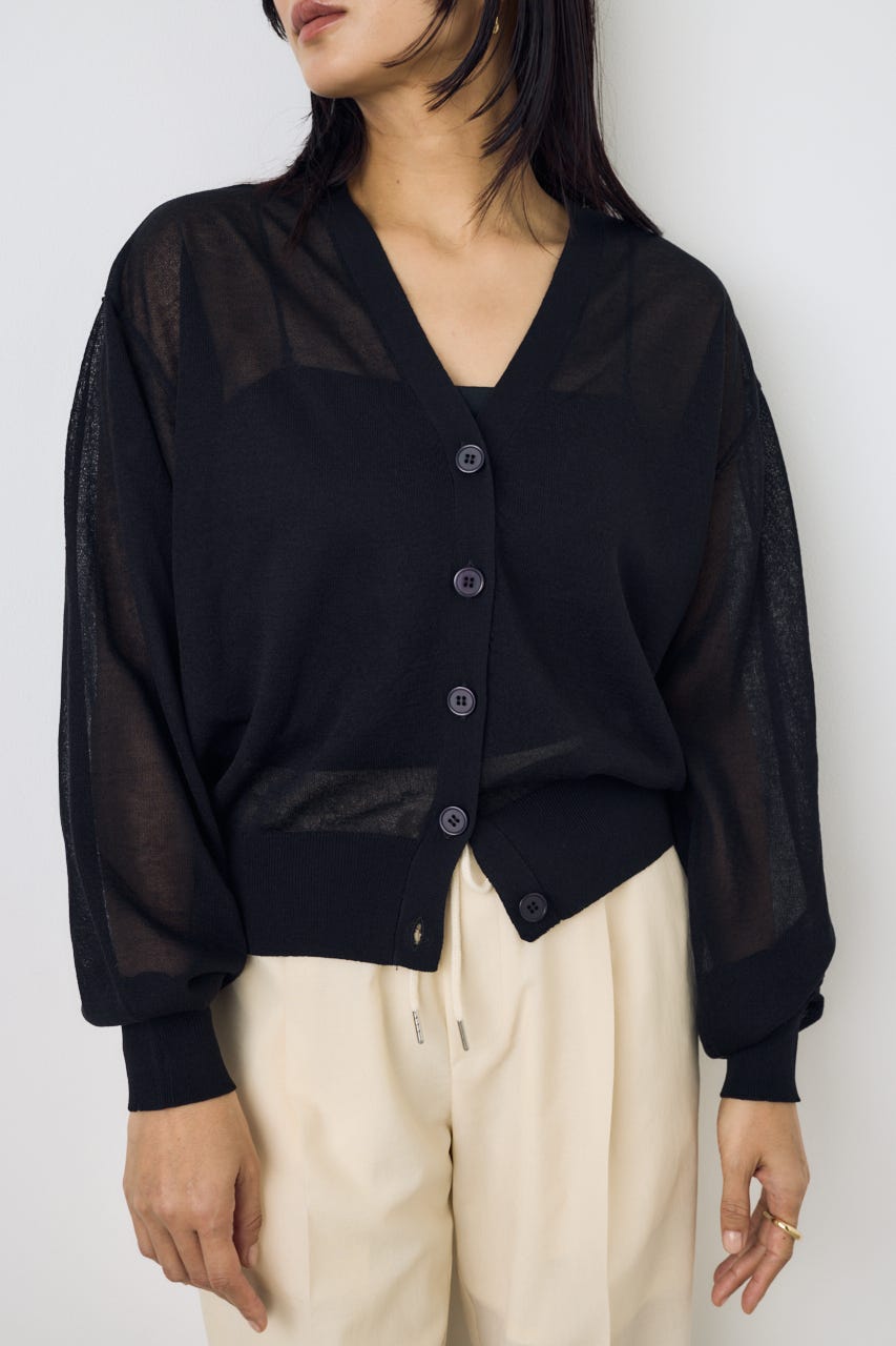 シアーニットカーディガン BLK M
