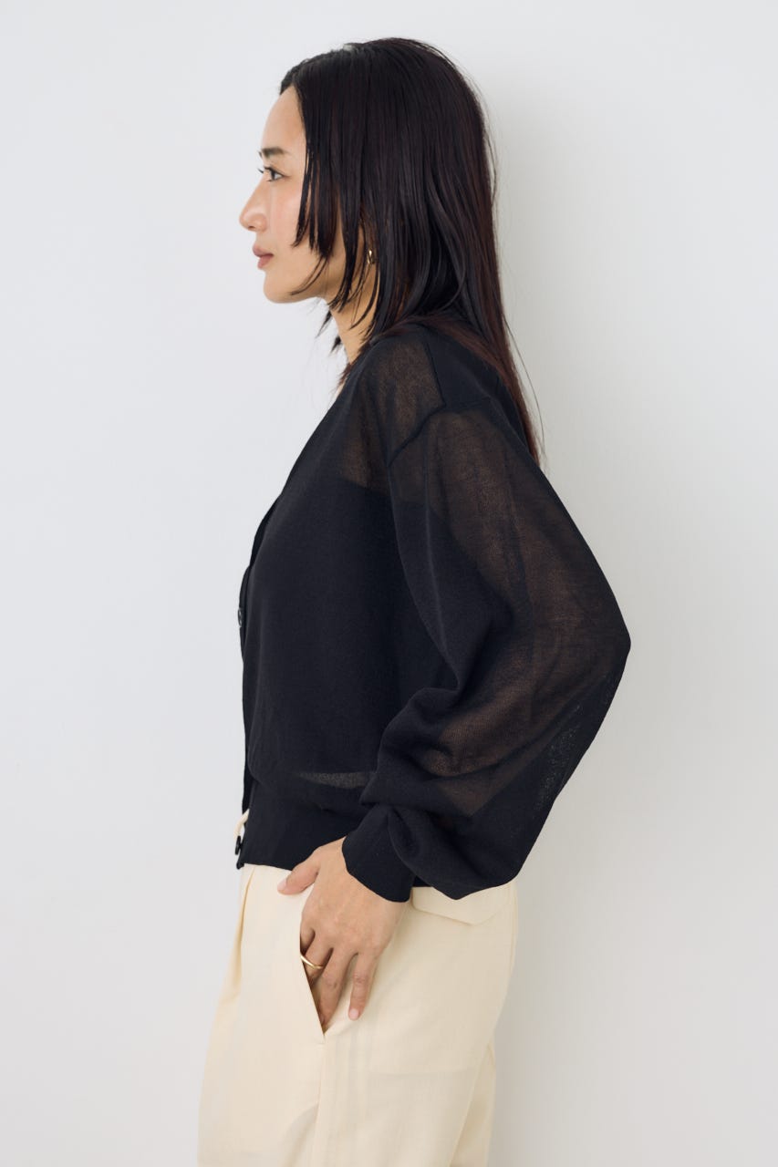 シアーニットカーディガン BLK M