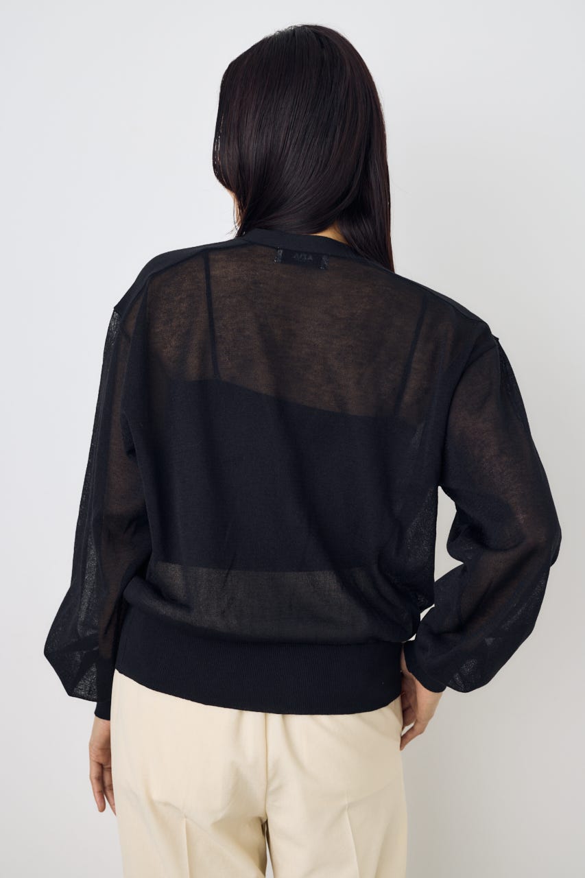 シアーニットカーディガン BLK M