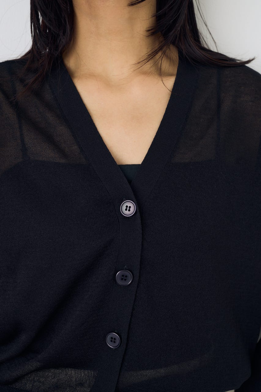 シアーニットカーディガン BLK M