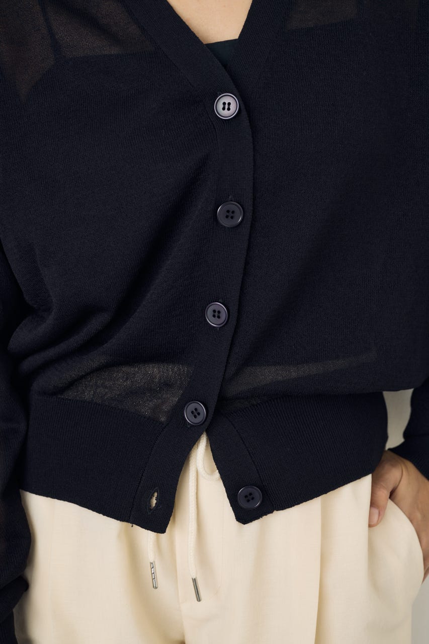 シアーニットカーディガン BLK M
