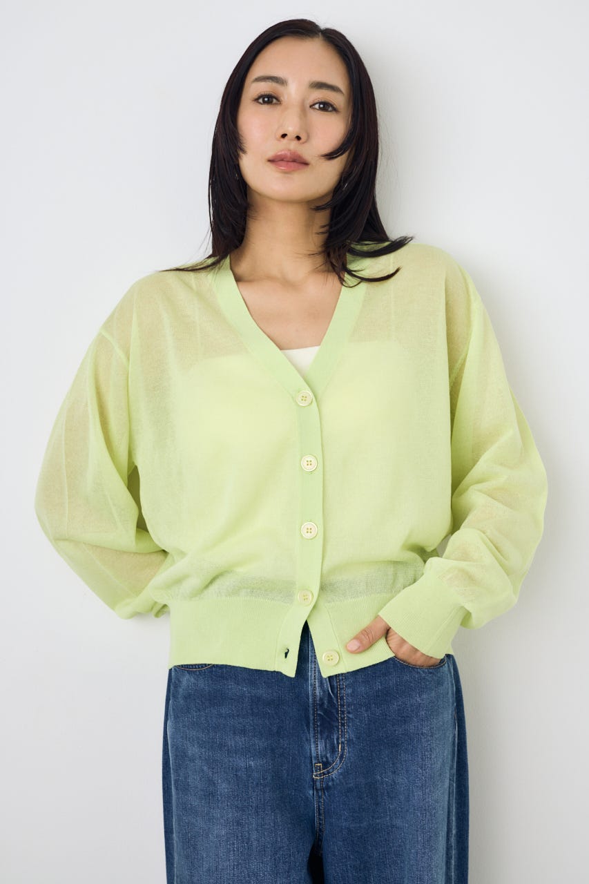 シアーニットカーディガン LIME S