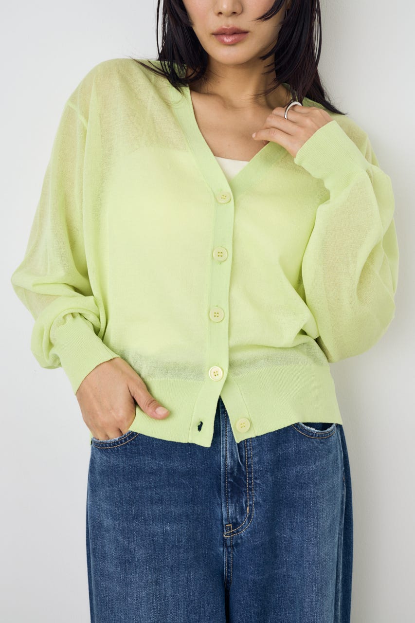 シアーニットカーディガン LIME S