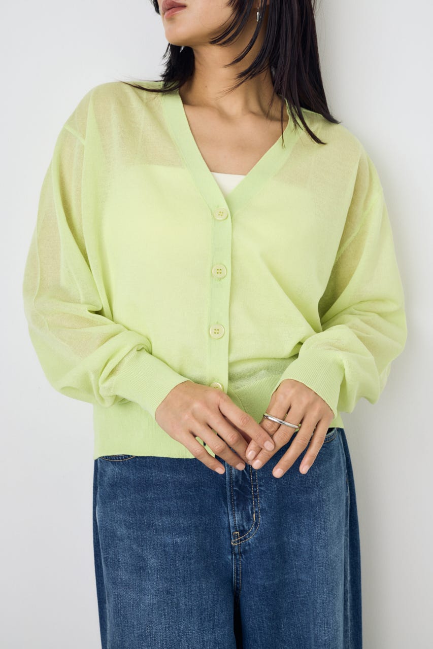 シアーニットカーディガン LIME S