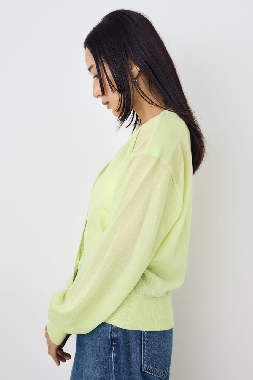 シアーニットカーディガン LIME S