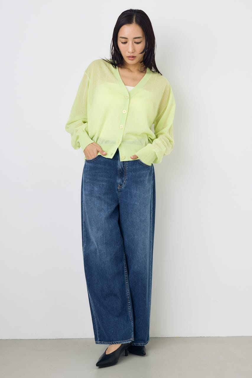 シアーニットカーディガン LIME S