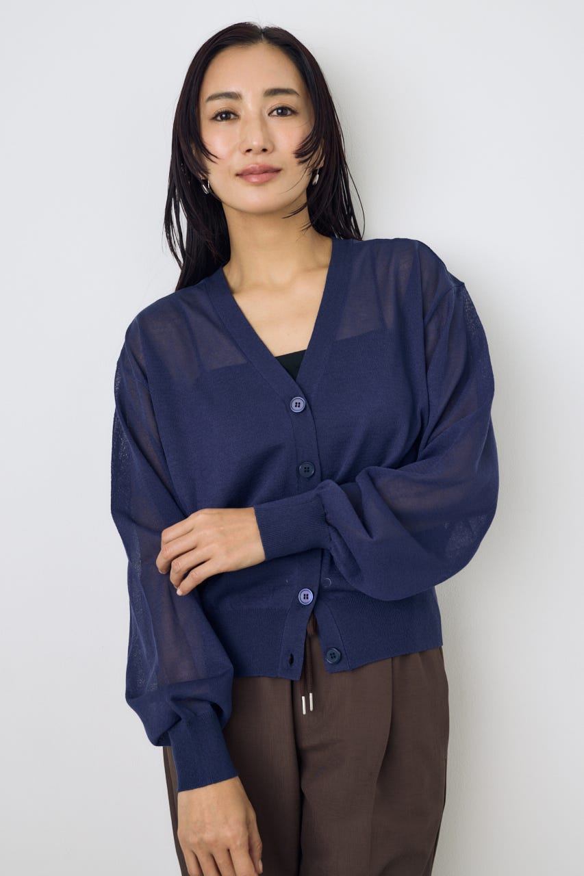 シアーニットカーディガン NVY M
