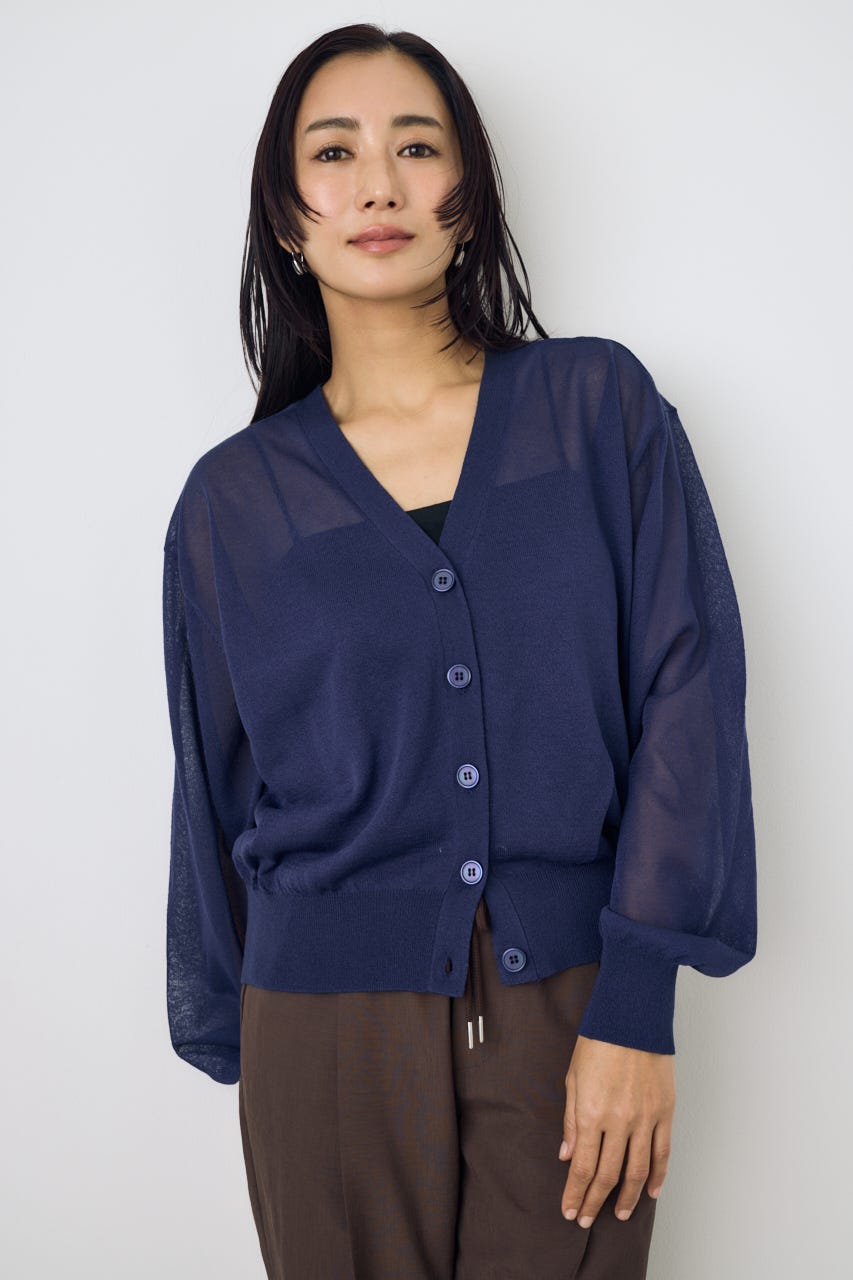 シアーニットカーディガン NVY M