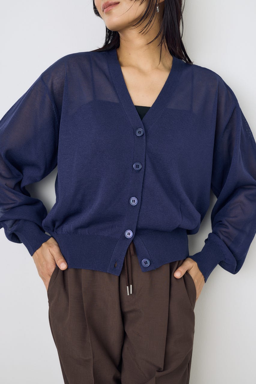 シアーニットカーディガン NVY M