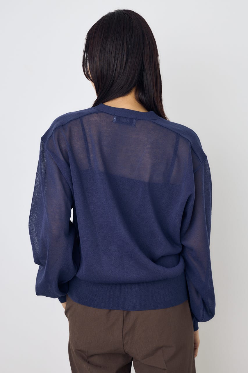 シアーニットカーディガン NVY M