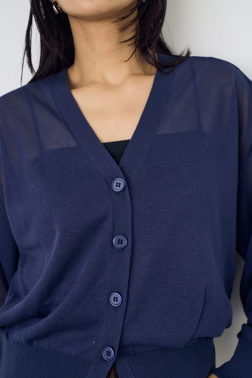 シアーニットカーディガン NVY M