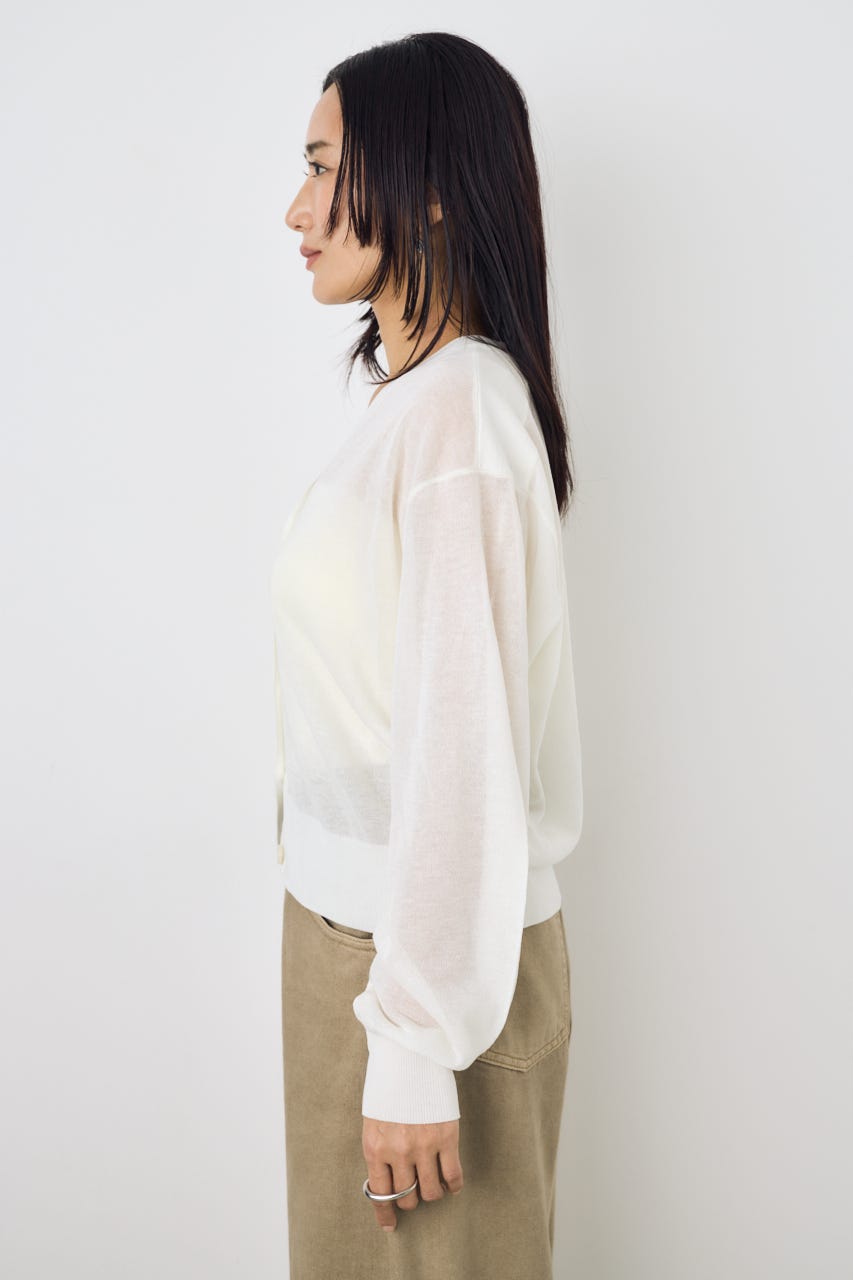 シアーニットカーディガン O/WHT M