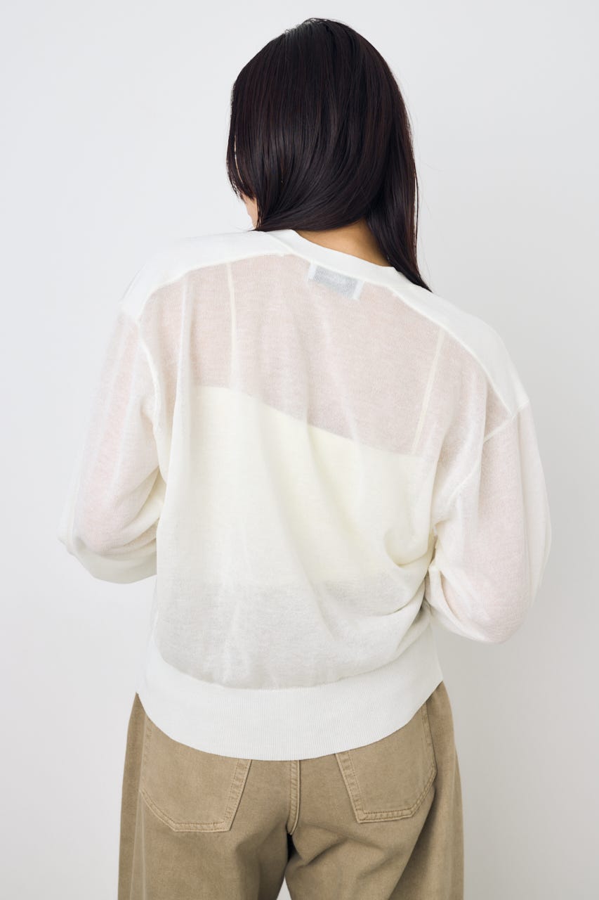 シアーニットカーディガン O/WHT M