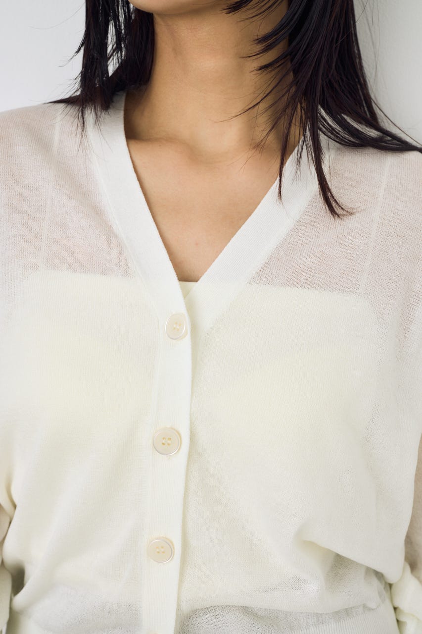 シアーニットカーディガン O/WHT M