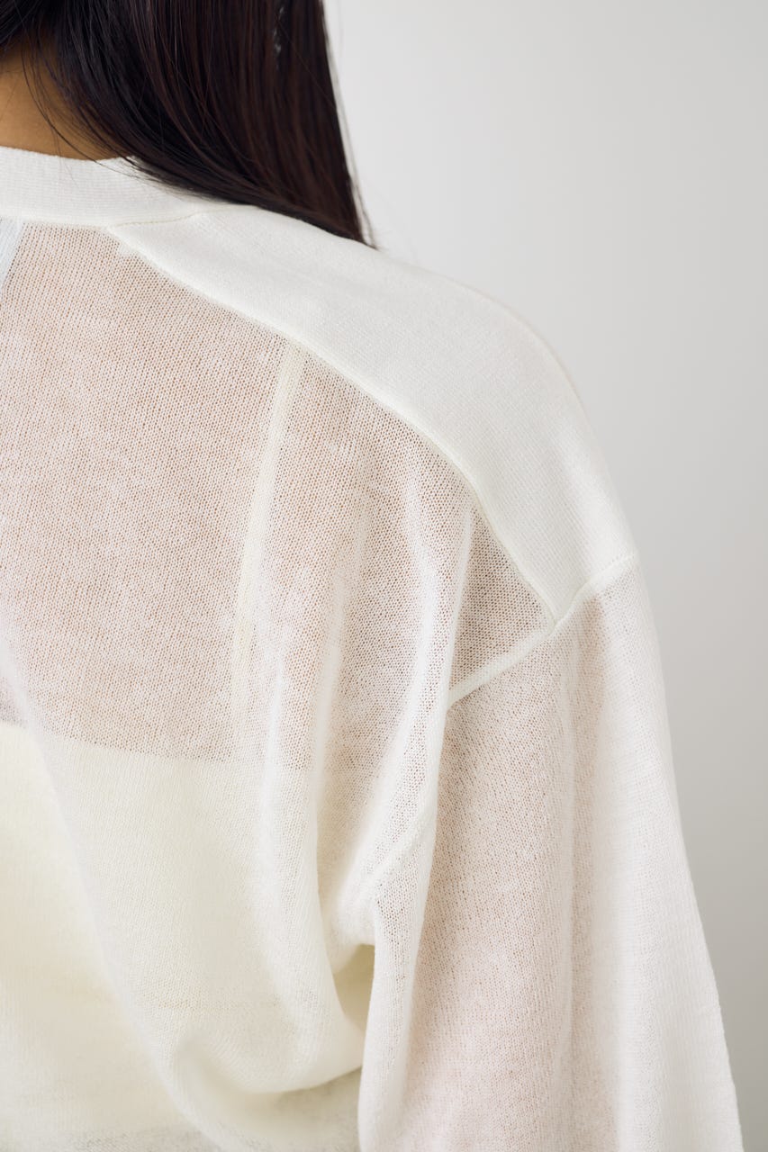 シアーニットカーディガン O/WHT M