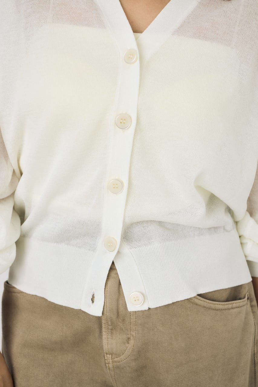 シアーニットカーディガン O/WHT M