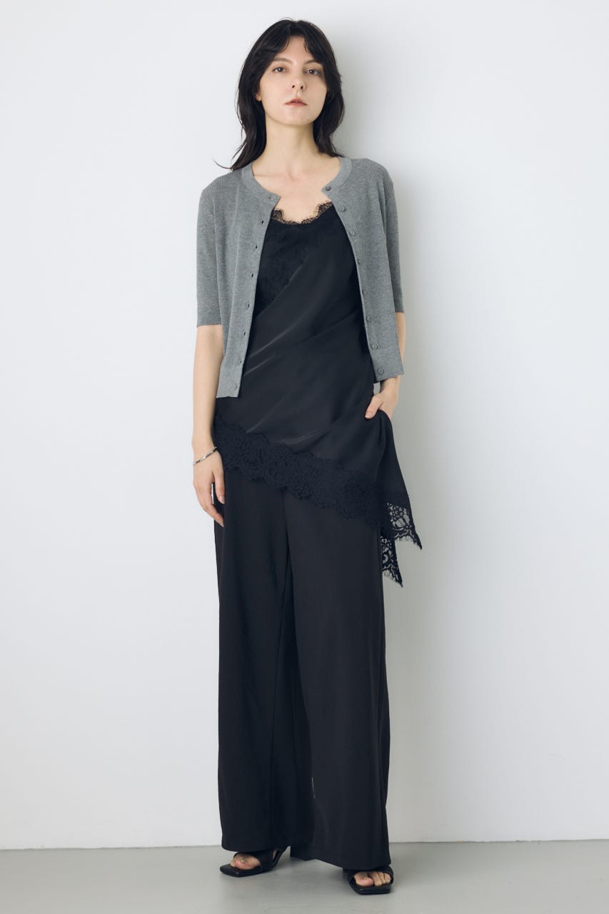 シアーリブ5分袖カーディガン T.GRY S